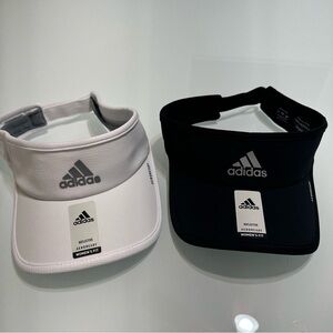 NEW Adidas Womens Aeroready Black White Visor Cap Stretch Adjustable X 2! Vs10